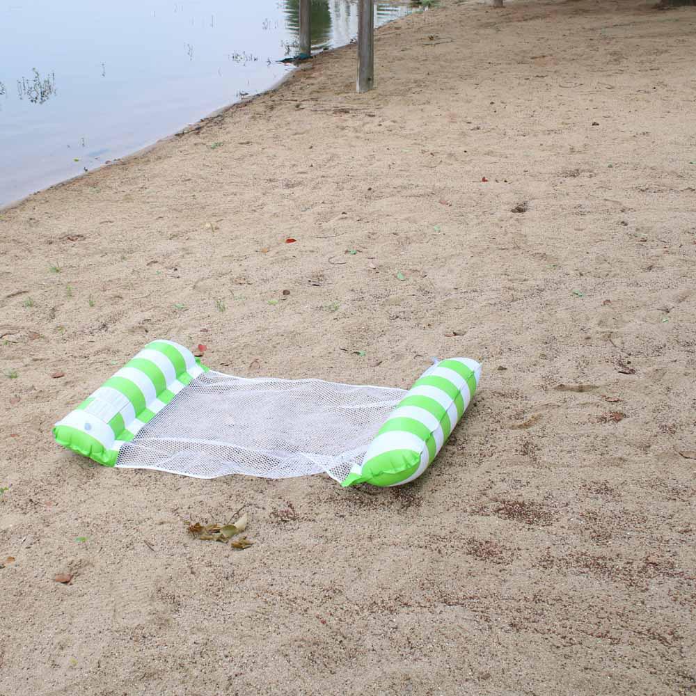 Outdoor Inflatable Striped Floating Pool Lounger - Single Person Foldable Hammock