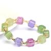 Hongchu Crystal Natural Colorful Fluorite Cube Bracelet Unicorn Gradient Color Fluorite Square Bead Bracelet