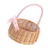 Woven Flower Girl Basket with Handle Handwoven Artificial Flower Wicker Storage Basket for Home Wedding Birthday