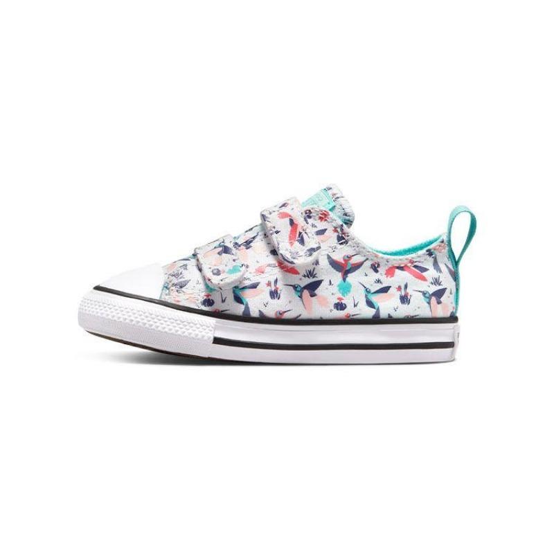 Converse All Star Toddler Low Walking Shoes Hummingbird Print Velcro Wear-resistant White A01676C 20