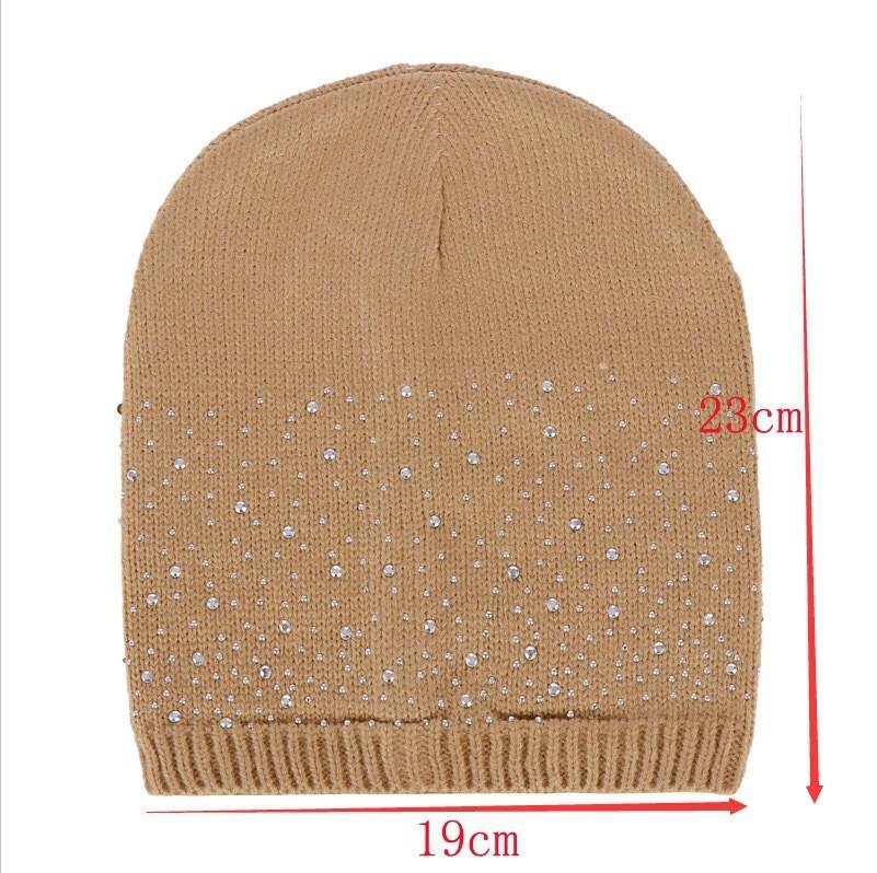 Knitted Hat For Women With Multicolor Rhinestones And Warm Wool Blend For Autumn Winter Fashion