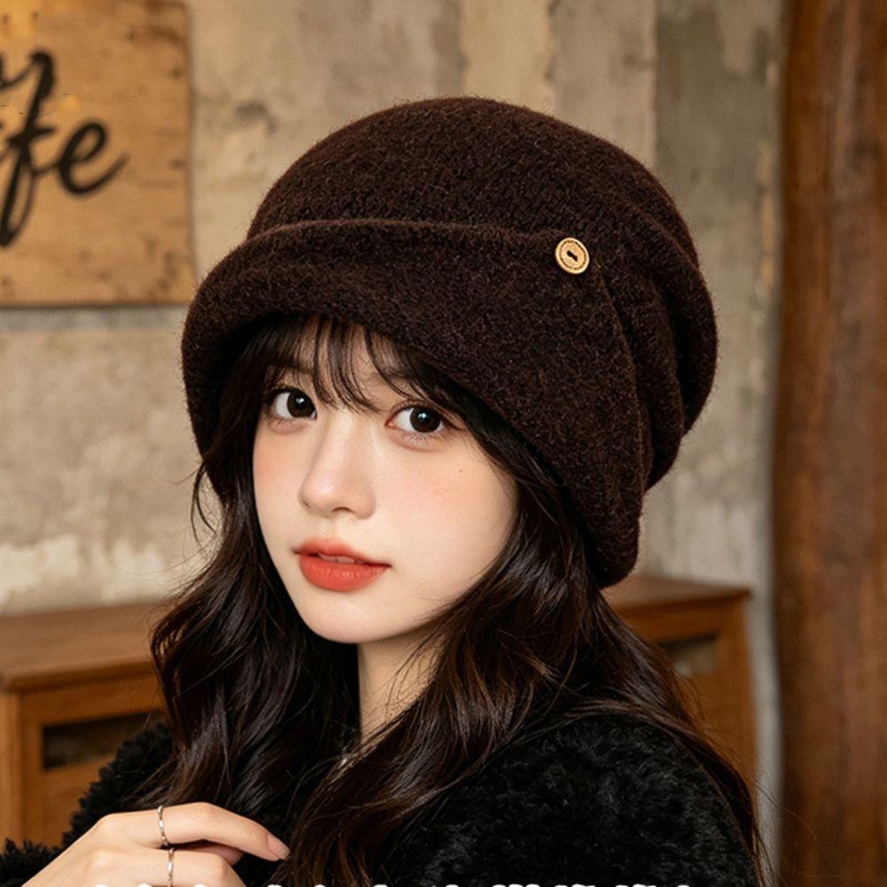 Stretchy Beanie Hats Warm Pullover Hat Kawaii Knitted Hat  Winter Autumn
