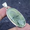 Natural Moss Prehnite Gemstone 925 Sterling Silver Jewelry Pendant 2.36" q3i84