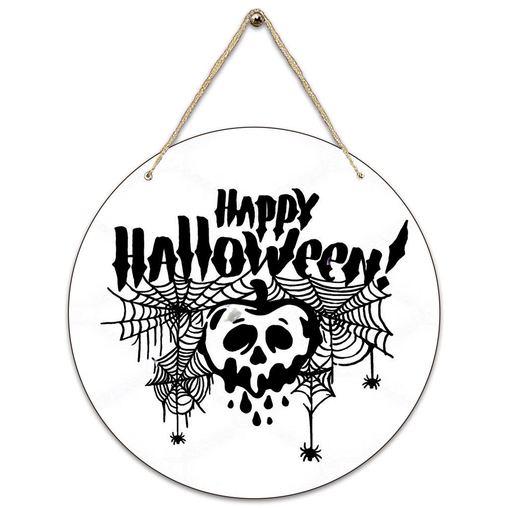 Halloween Decoration Wooden Round Sign Creative Decorative Hanging Tag