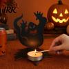 Stable Tea Light Base Halloween Ghost Candle Holder, Solid Wood Stand, Maple Leaf Decorative Holder Candlestick, Projection Stand for Spooky