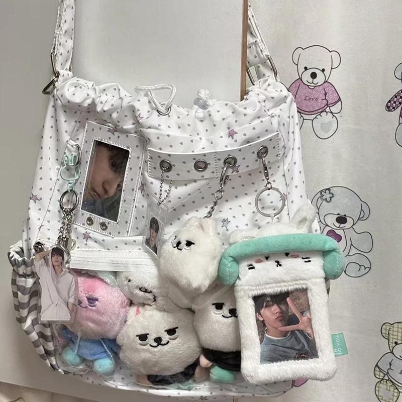 Itabag Harajuku Style Lolita Shoulder Drawstring Backpack Anime Merchandise Transparent Display Diy Tote Bag