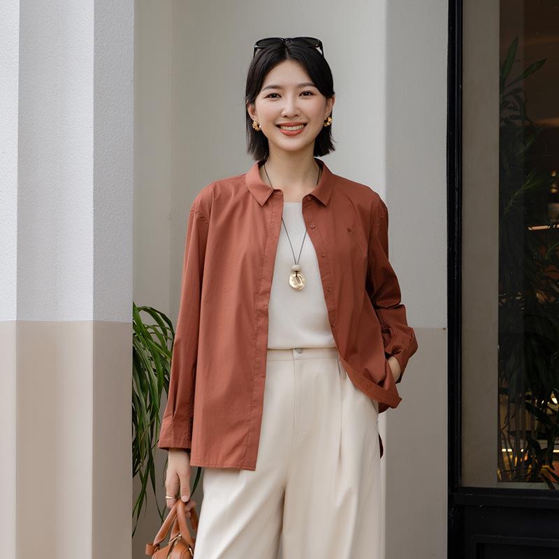 

YUN Women s Long-Sleeve Professional Shirt - Autumn 2025 Collection, Elegant Turn-Down Collar, Versatile High-End Commuter Top XL (60-68 kg) помаранчевий