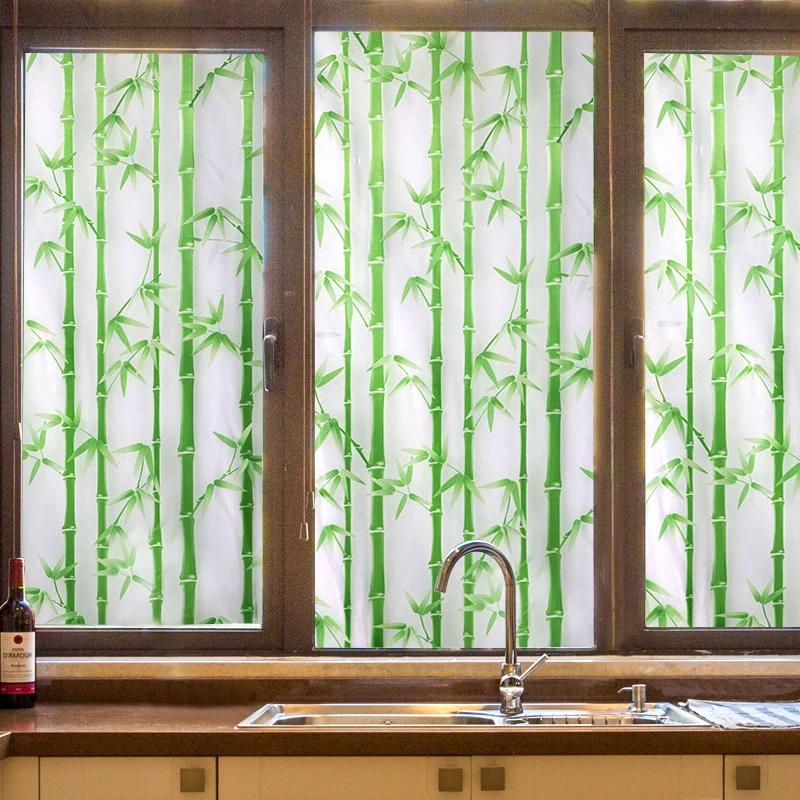Bambus Statisch Haftende Sichtschutz-Fensterfolie Ohne Kleber Abnehmbar Milchglasfolie Dekoration Fensterfolie Fensterfolien Büro Wohnen
