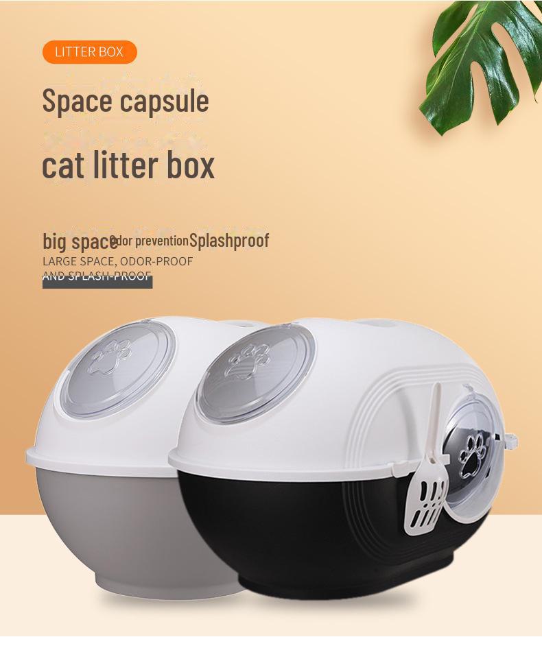 Carver Fully Enclosed Top-Entry Space Capsule Cat Litter Box - Splash-Proof, Extra-Large 