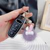 Keychain Rabbit Ear Soft Plush Ball Charm Key Chain Car Keys Bags Backpacks Kids Travel Accessories Stress Relief Gift