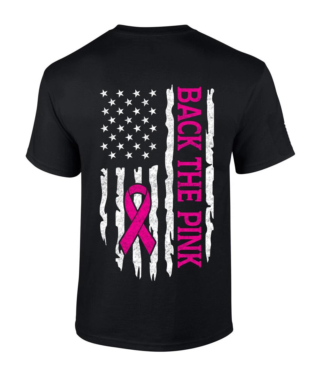 Men s Breast Cancer Awareness TShirt Distressed Flag Back The Pink Patriotic L