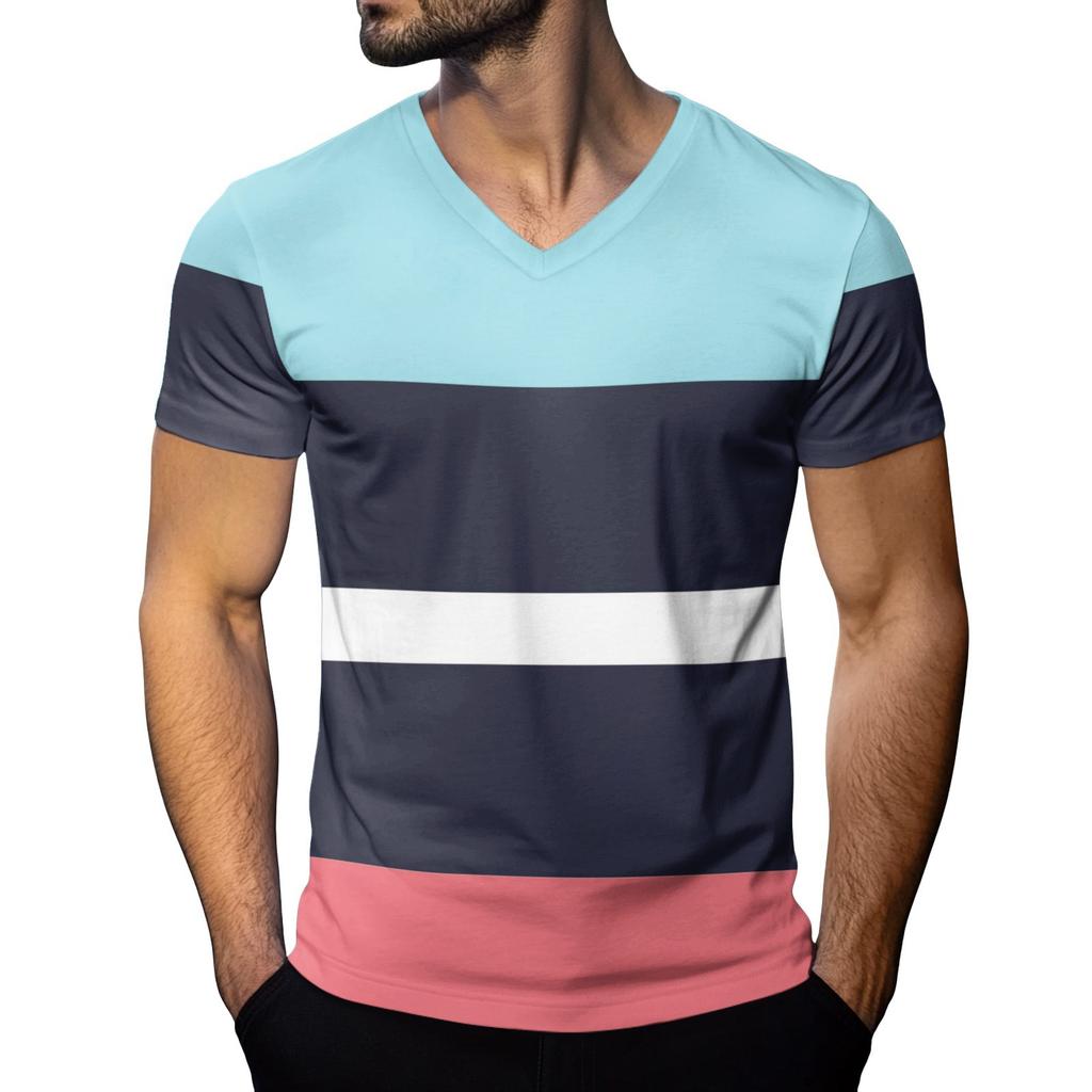Men's Fashion Printed V-Neck Short Sleeve T-Shirt