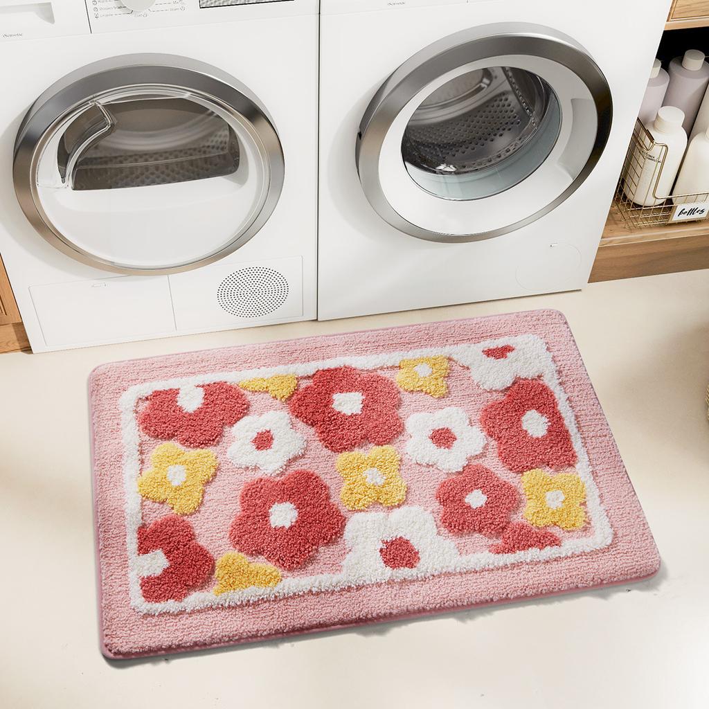 Flauschiger Tufting-Teppich Badezimmer-Fußmatten Saugfähige Fußmatte Blume Haushalts-Fußmatten Teppich Toilettentür Badezimmer Rutschfester Teppich
