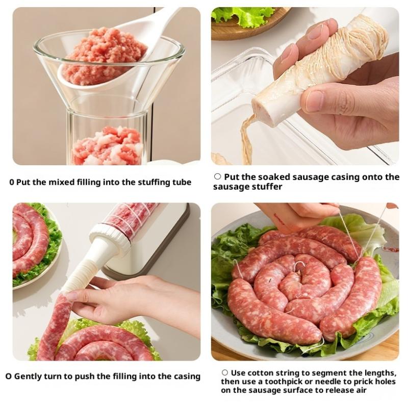 Manual Sausage Stuffer Machine Meat Grinder Filling Maker With Tubing Units For Homemade Production