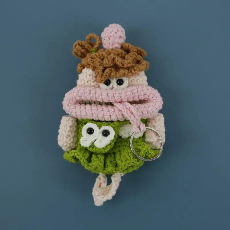 Lustige Häkel-Schlüsselanhänger Stricken Niedliche Wurstmund-Puppe Schlüsselhalter Nützliche Gestrickte Aufbewahrungstasche Schlüsselanhänger Für Autoschlüssel Großhandel