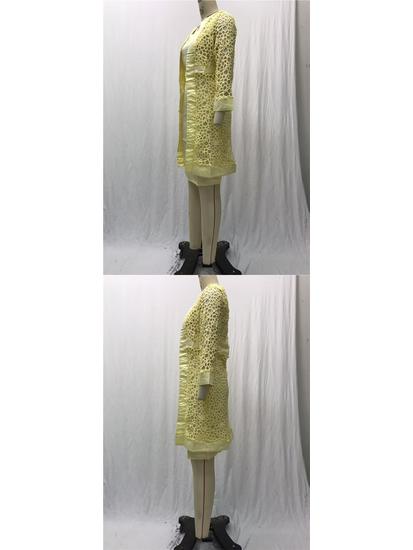 Damski dwuczęściowy komplet: koronkowy kardigan i sukienka