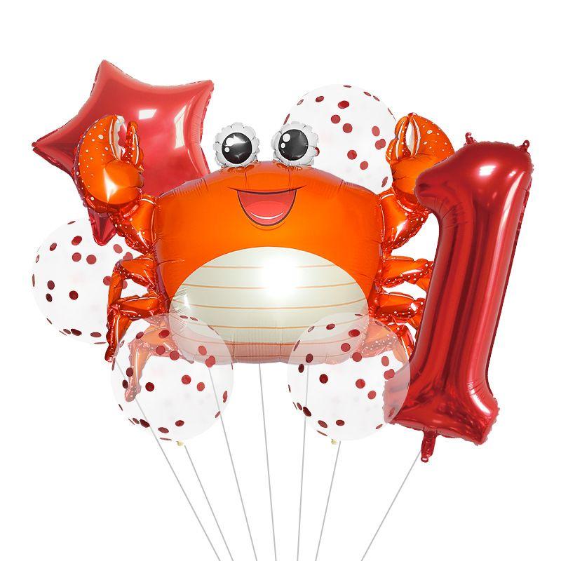 Ocean Theme Balloon Set Kids Birthday Number Balloon Decor