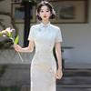 Green national style, new Chinese Suzhou long cheongsam, improved young 1011 new women's high-end sense, daily wear