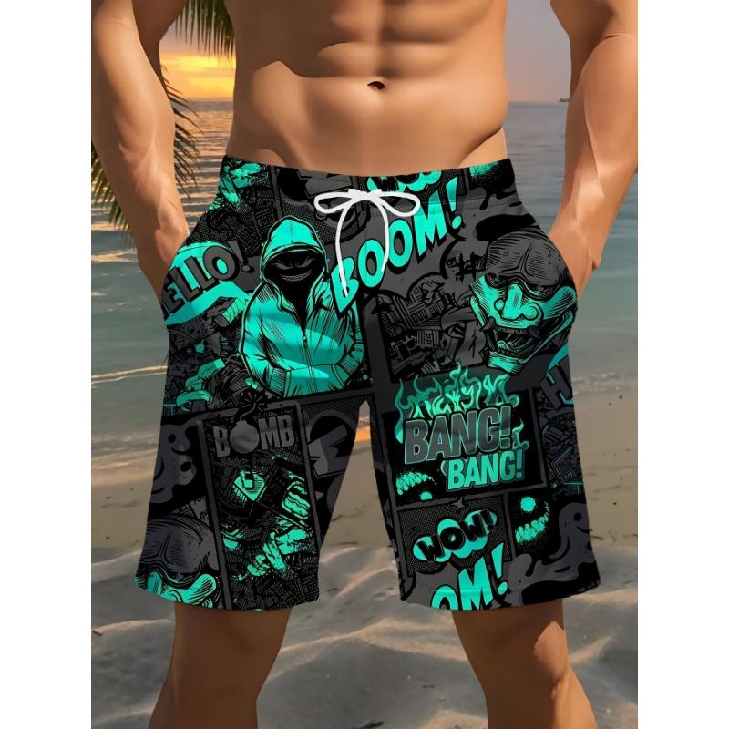 Summer Men's Lightweight Breathable 3D Printed Beach Shorts Summer Casual Swimwear for Outdoor Activities