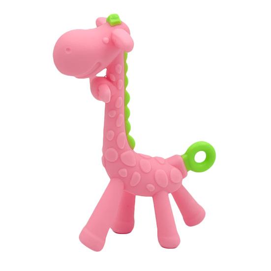 yangyizhi Baby Giraffe Teether, Silicone Chewing Toy for Soothing Gums, Anti-Choking Guard, Food Grade BPA-free Teething Relief Infants