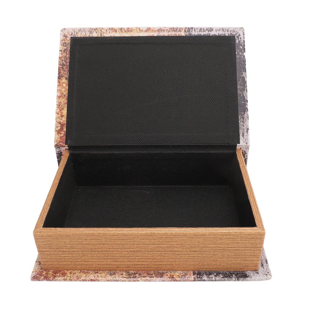 Dekorativ Boklåda Vintage Trä Faux Boklåda Smycke Minnessak Förvaringslåda för Kvinnor Barn Gåvor