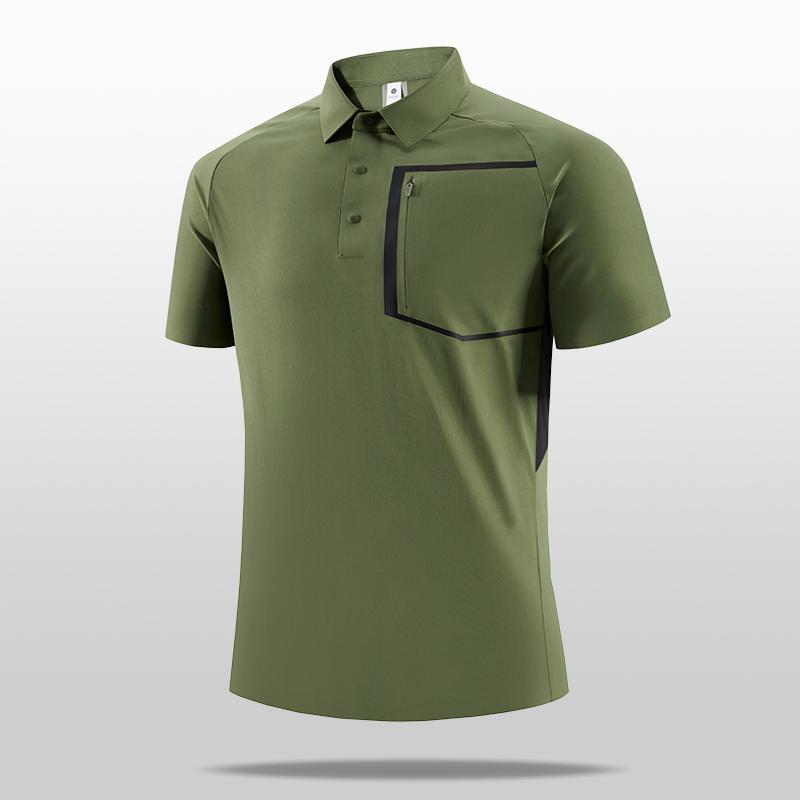 

Ice Silk Front Pocket Seamless Sona Pique Lapel T-Shirt Short Sleeve 2XL армия зеленый