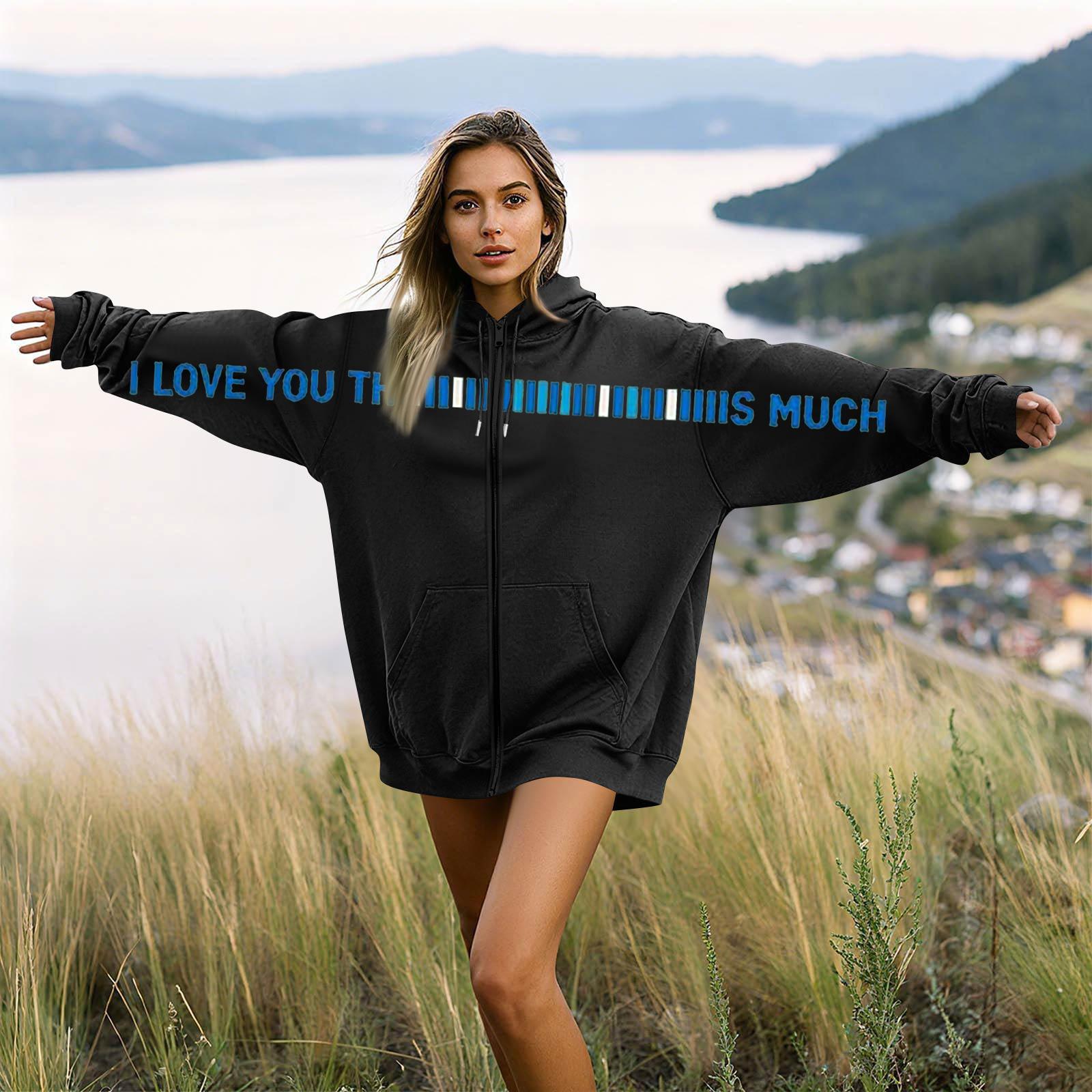 

Women s And Men s Unisex Fashion Casual Long Sleeve Printed Round Neck Hoodie Coat L чёрный