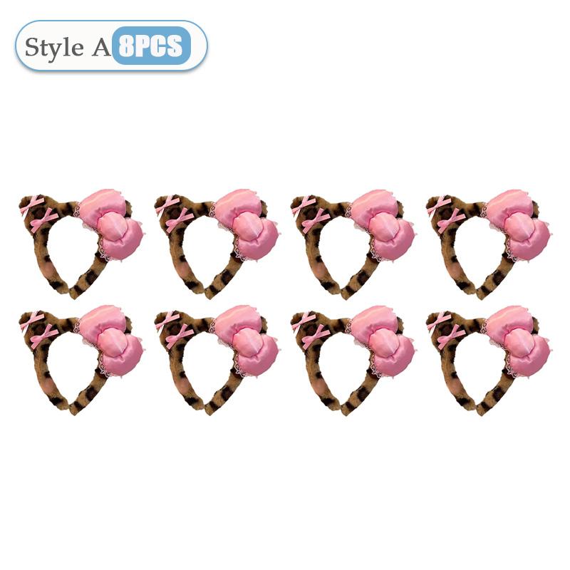 1-20PCS Y2k Leopard Print Kitty Ear Plush Headband Kawaii Girl Hair Ornament Headwear Lolita Fashion Hair Accessory Party Gift