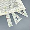 4pcs Math Geometry Tools Ruler Set Melon Dog Straight Ruler Portable Triangle Rulers  School Office