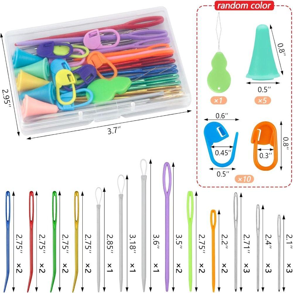 Multicolor Bent Tapestry Needle With Stitch Markers Darning Needles New Weaving Needle