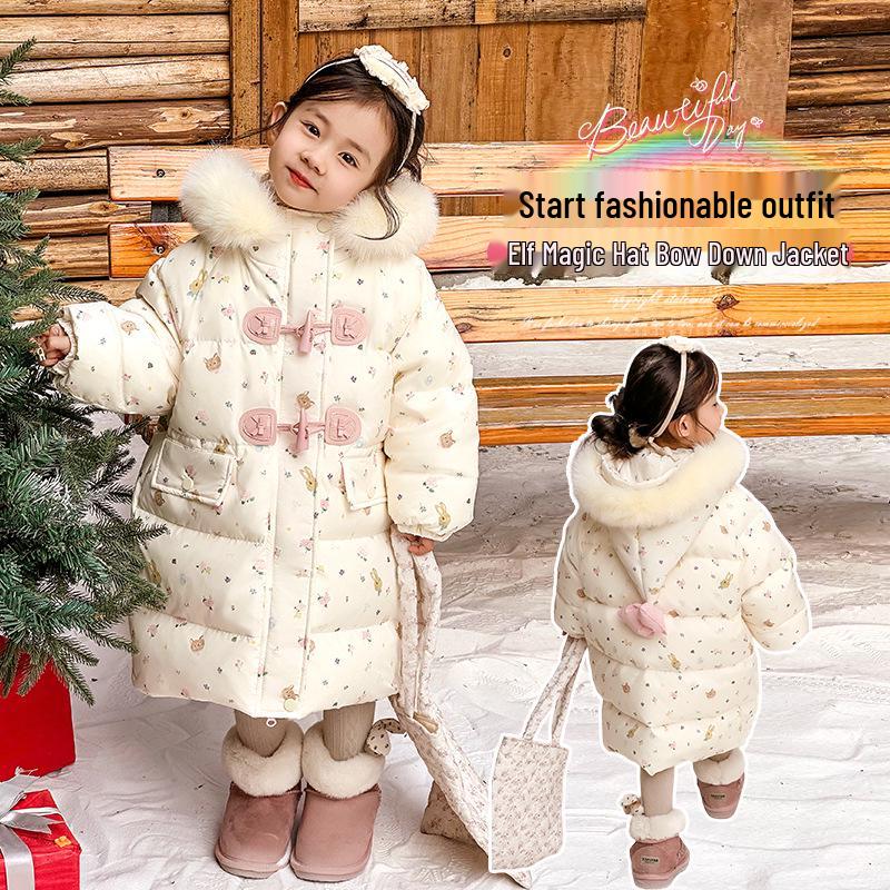 Детская утепленная куртка-пуховик с капюшоном  Принцесса  - Зимнее тепло для малышей и детей 80cm