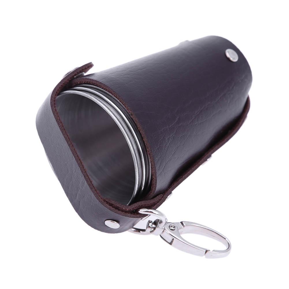 4 Stück Kaffee-Tee-Tasse mit Lederbezug Edelstahl Mini Bierkrüge Bruchsicher Outdoor Reisebecher für Whiskey Tequila Likör