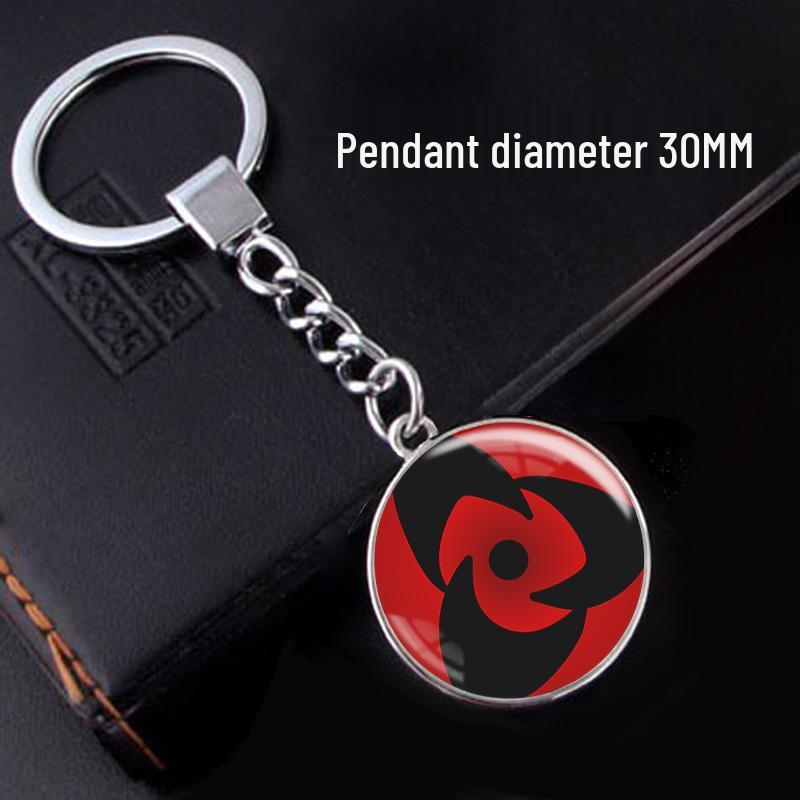 Naruto Sharingan Time Gem Silver Keychain Ornament