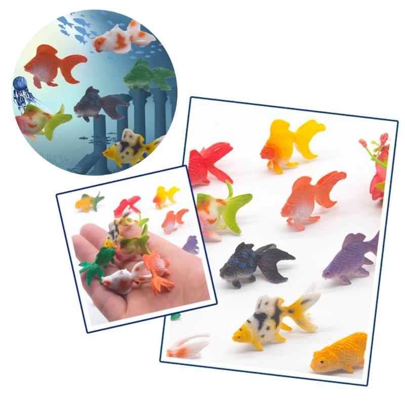 12pieces Plastic Goldfish Aquariums Ornaments DIY Mini Artificial Hand Painted Adult Collection Model Fish Tank Toy