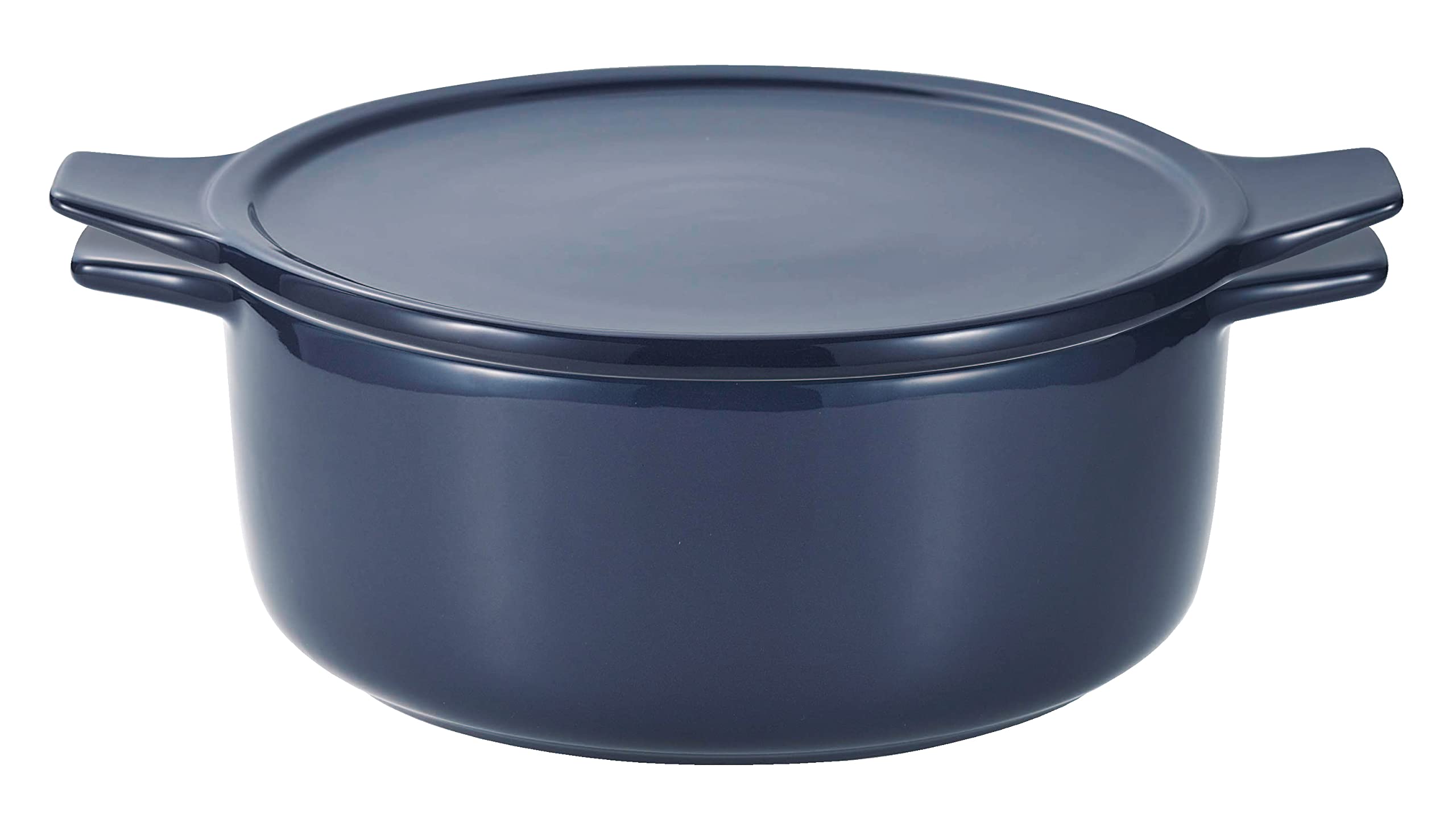 Pearl Metal 18cm Deep Oven and Microwave Recipe Pot, Safe, Included, Navy, L-1990