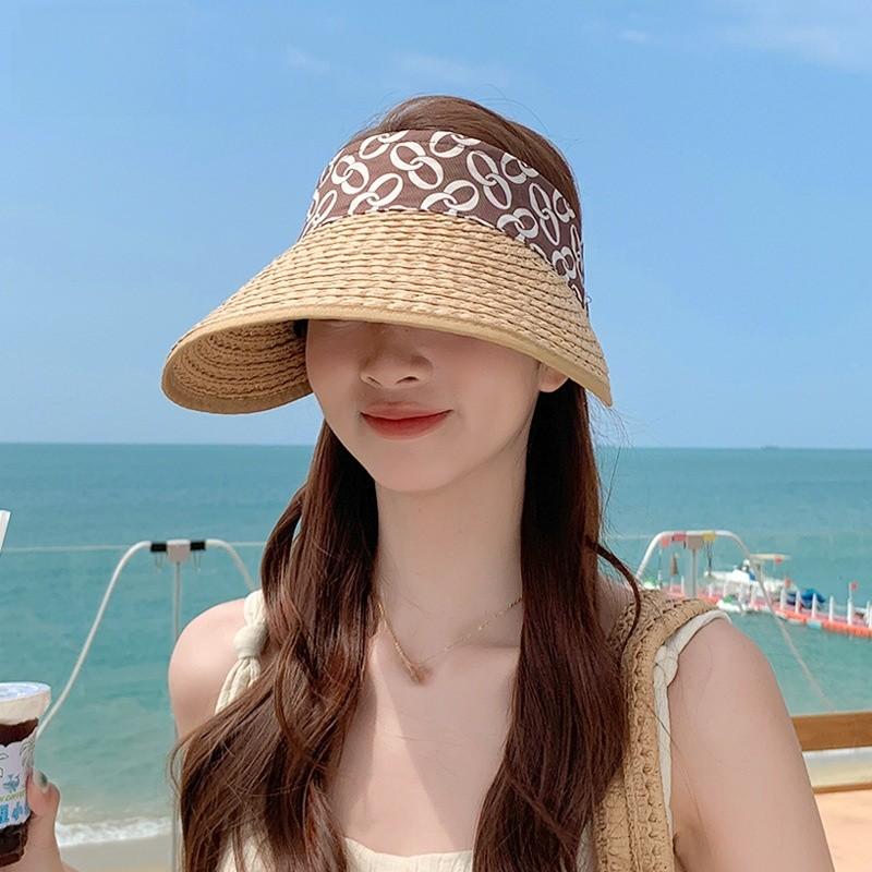 Summer Straw Hat With Wide Brim And Bow For Beach Sun Protection