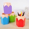 5Pcs Plastic Pencil Head Pen Holder Contrasting Color Student Office Stationery Storage Box Multifunctional Makeup Brush Storage