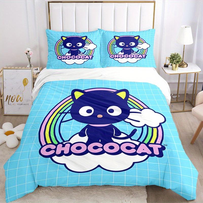 

3 шт. Набор постельного белья Chococat, Радужный, Дышащий Полиэстер, Мягкое Пододеяльник и 2 Наволочки, Подходит для Всех Сезонов, 082619b 135x200cm