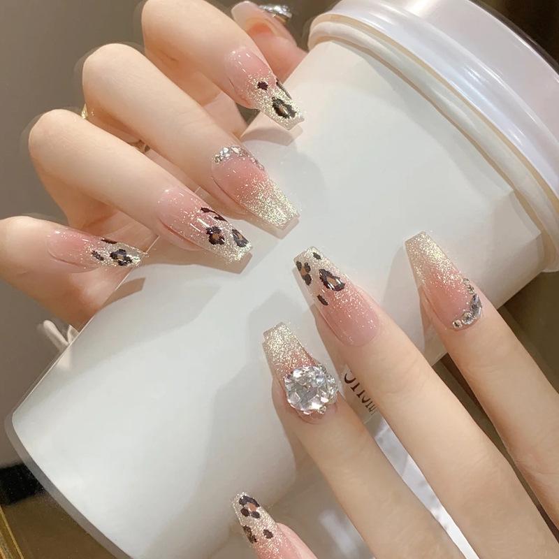 Leopard Print French Manicure Wearable Nail Tips – Autumn/Winter Whitening Stickers, High-End False Nails