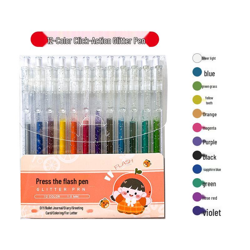 Stackable Colored Glitter Gel Pen Set for Students & Kids' Journals