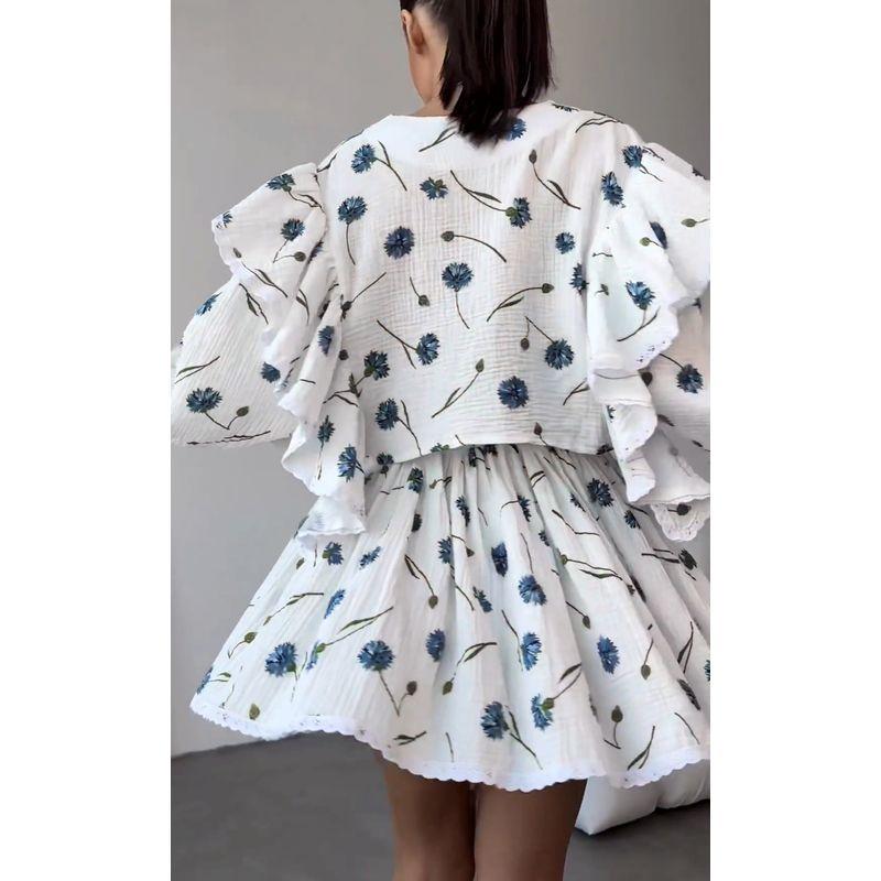 

Комплект короткой юбки с оборками и принтом клубники на 2024 год Color heart XL
