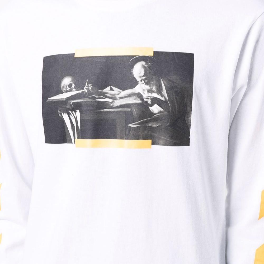 Off-White Caravaggio Painting Print Long-Sleeve Tee White/Yellow Men Tops OMAB001F21JER0040184