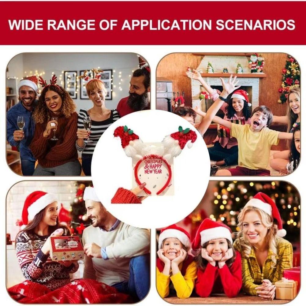 Urocza kreskówkowa świąteczna opaska na głowę Święty Mikołaj puszysta świąteczna pętla do włosów z porożem renifera jelenie uszy zielona kokarda świąteczne akcesoria do włosów