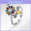 Copper Floral Ring With Zircon Stones For Women Spring Fashion Accessory