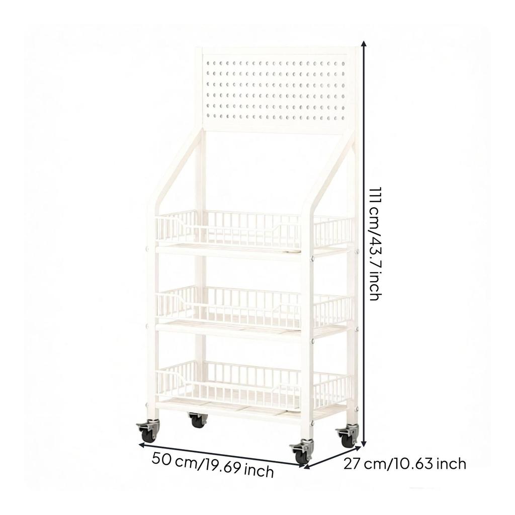 Space-Saving Rolling Cart with Hooks Freestanding Storage Sturdy