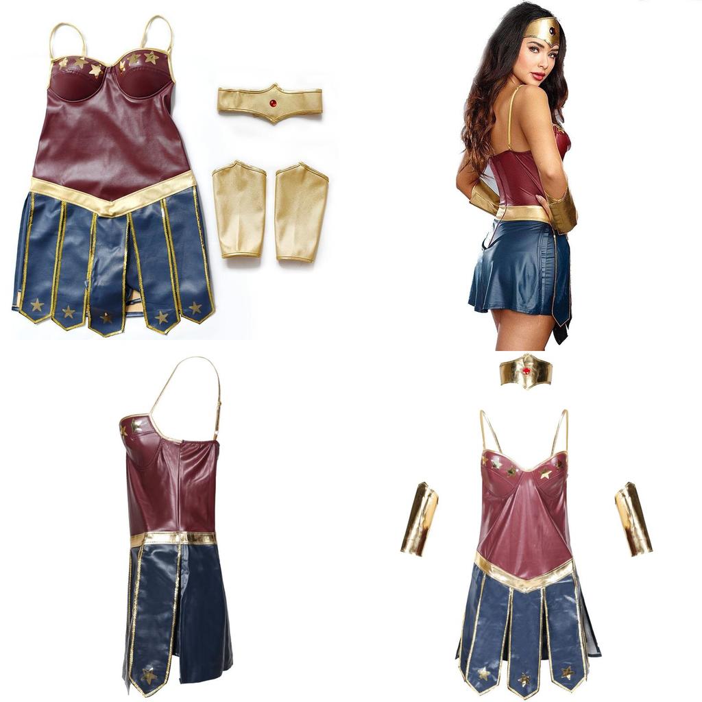 Costume Cosplay a Tema Wonder Woman Con Materiale PU Per Eventi di Giochi e Anime