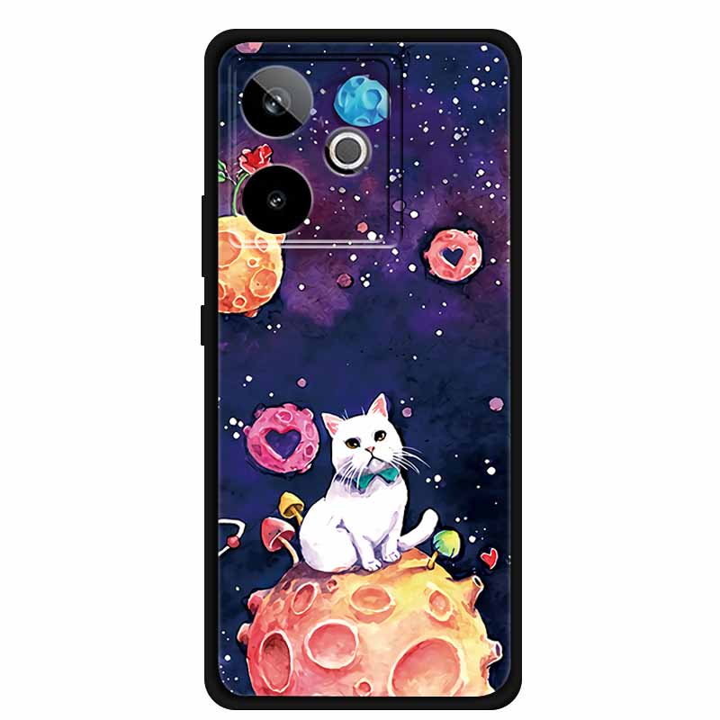 For Realme GT7 3D Relief Phone Case Emboss Flower Back Cover Black Silicone Shockproof Soft Protector 6.8" Realme GT 7T 7 T Capa