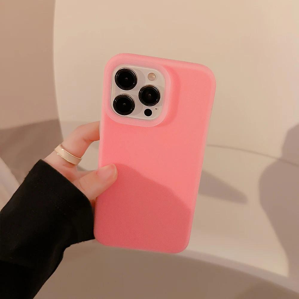 Silicone Fruit Juice Candy Color Phone Case for IPhone 15 14 13 12 Promax Liquid Jelly Trendy Full Cover 15promax Cute Simple