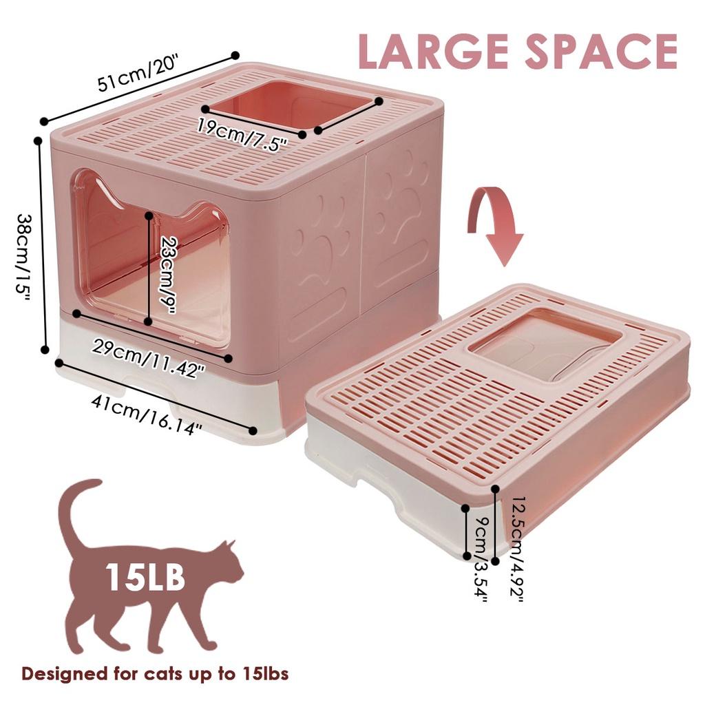 Pink/Grey/Blue Folding Cat Litter Box Enclosed Large Kitty Toilet Litter Scoop With shovel Foldable Tray