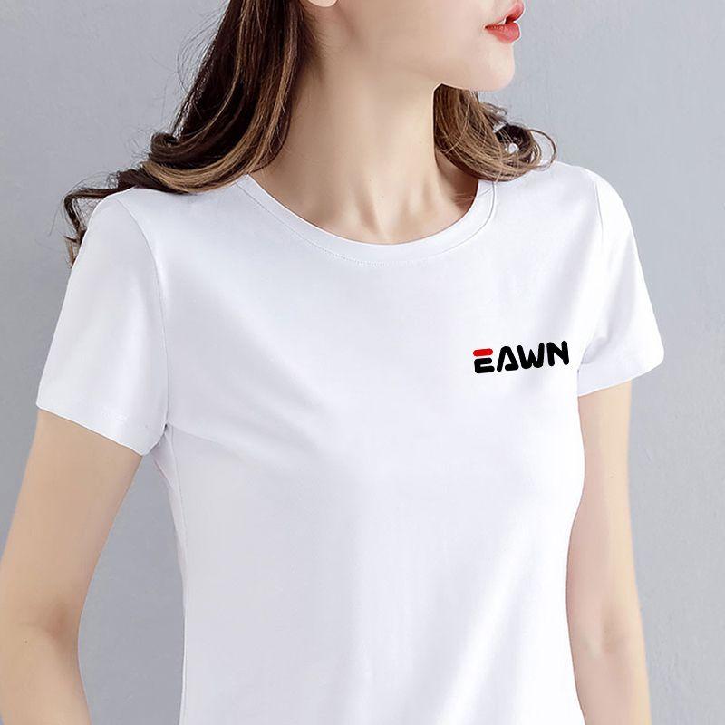 

European Station Brand White T-Shirt Women s Short-Sleeved round Neck New Arrival Summer Cotton T-shirt Modal Fashion Ins Small E-White L [47.50 kg-55.00 kg]]